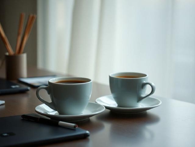 Een sigaret naast een kop koffie op kantoor tijdens een gespannen werkpauze