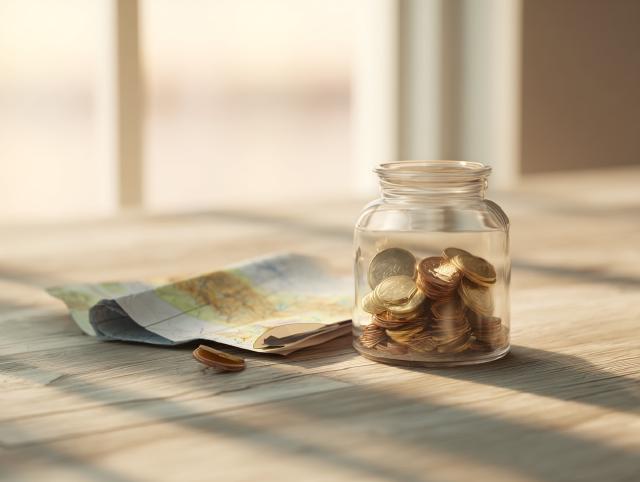 spaarpot met munten en een pakje sigaretten als symbool van besparing