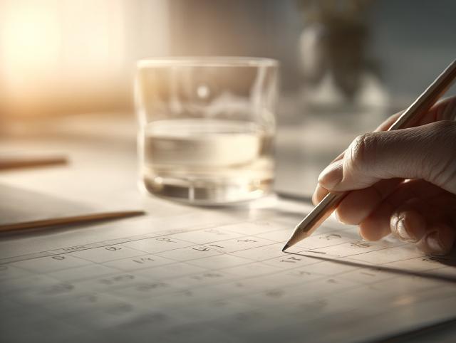 iemand die 30 rookvrije dagen afstreept op een kalender