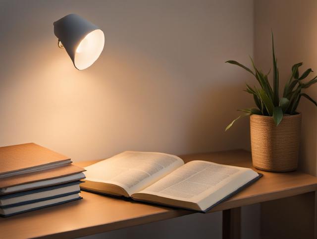 Een warme bedlamp naast een gesloten boek en een glas water