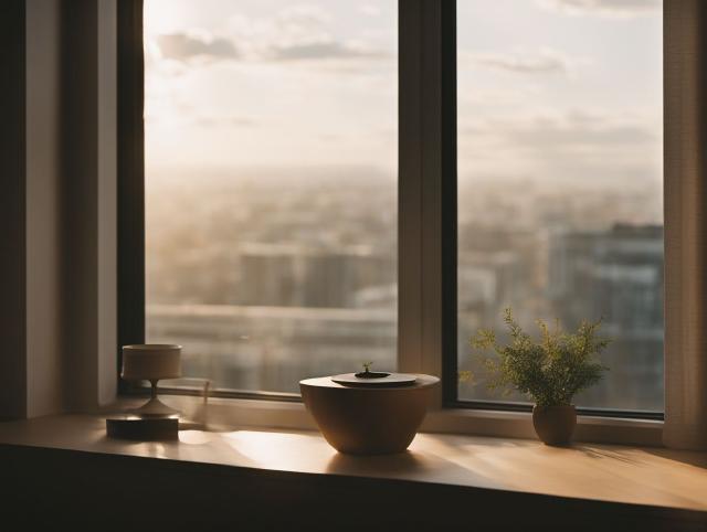 Eine ruhige Person blickt aus dem Fenster, während sie eine rauchfreie Routine beginnt