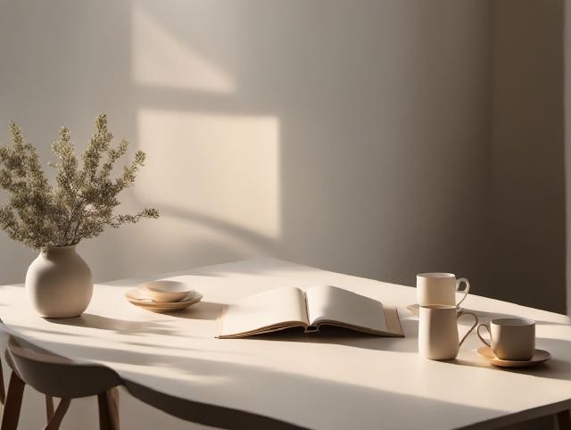 A small notebook and pen on a table in morning light