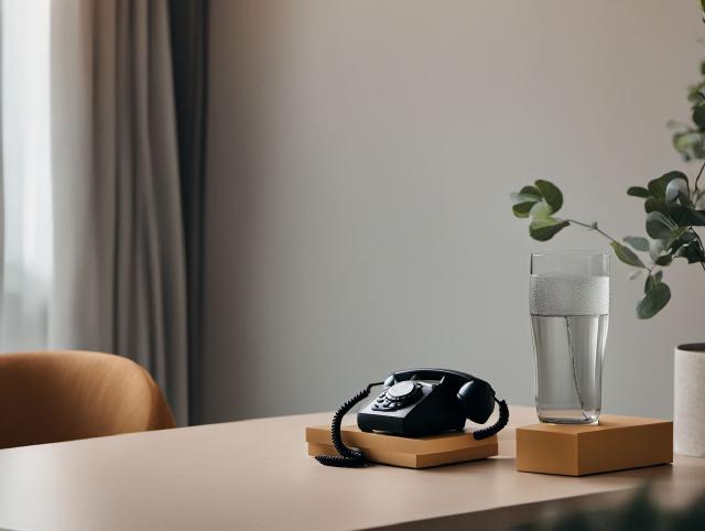 Mobitel s kratkom porukom poziva pored bilježnice i čaše vode