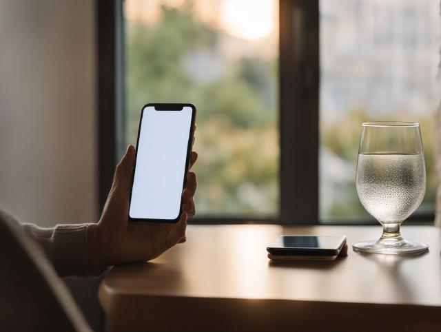 Telefon vedle sklenice vody po napjaté zprávě